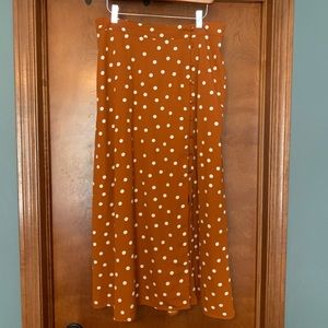 A New Day Polka dot tan brown midi skirt